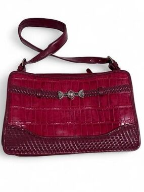 MC Red faux crocodile leather shoulder bag